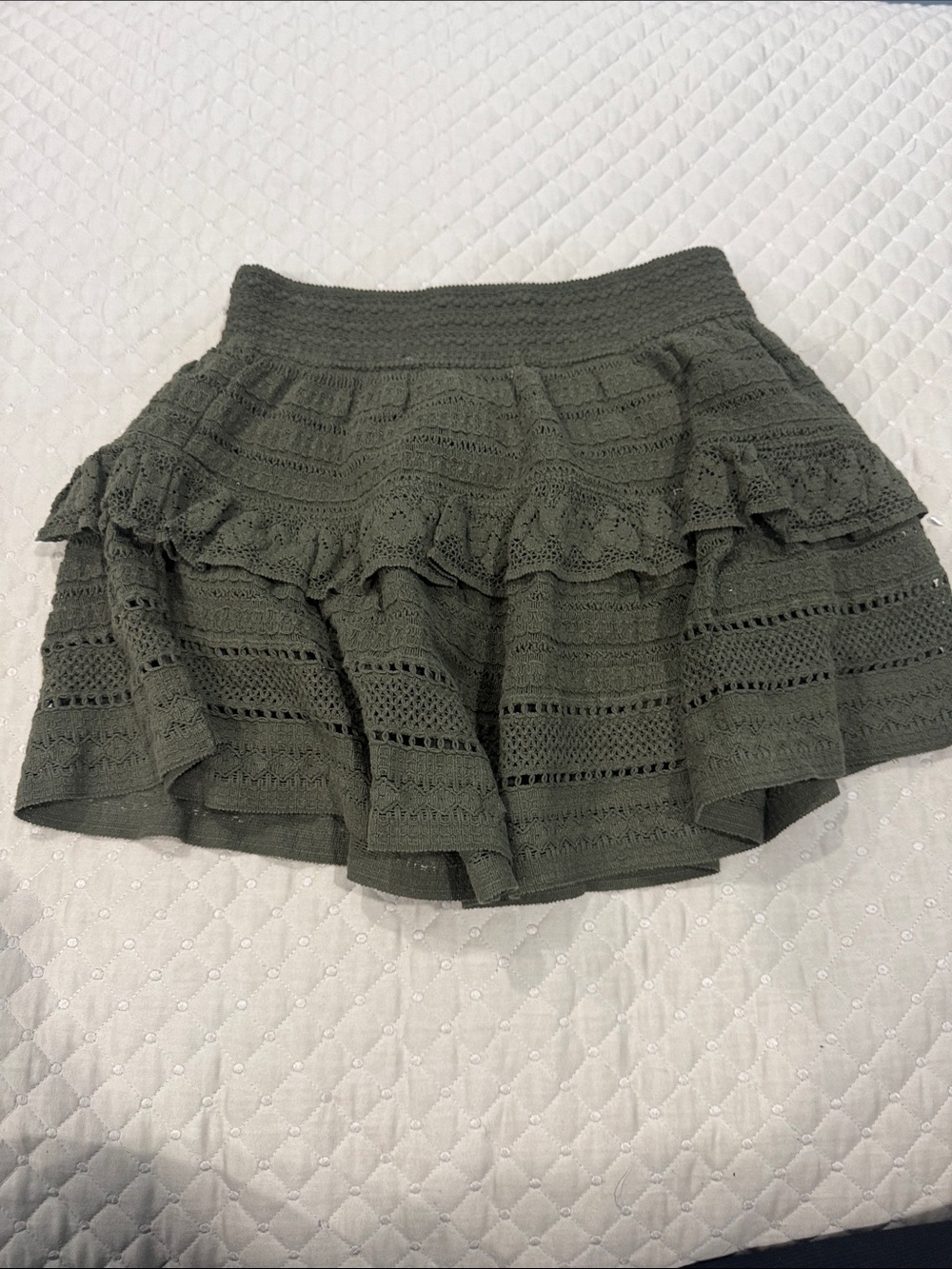 aerie Olive Green Crochet Skirt